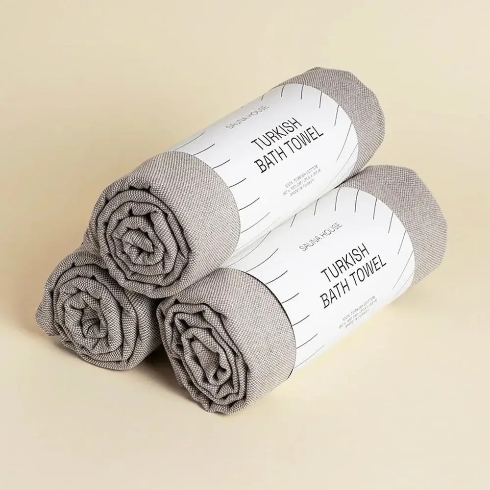 NWT 5-PACK SAUNA HOUSE Cream 100% Turkish Cotton Spa Towels New Set Bundle Bulk